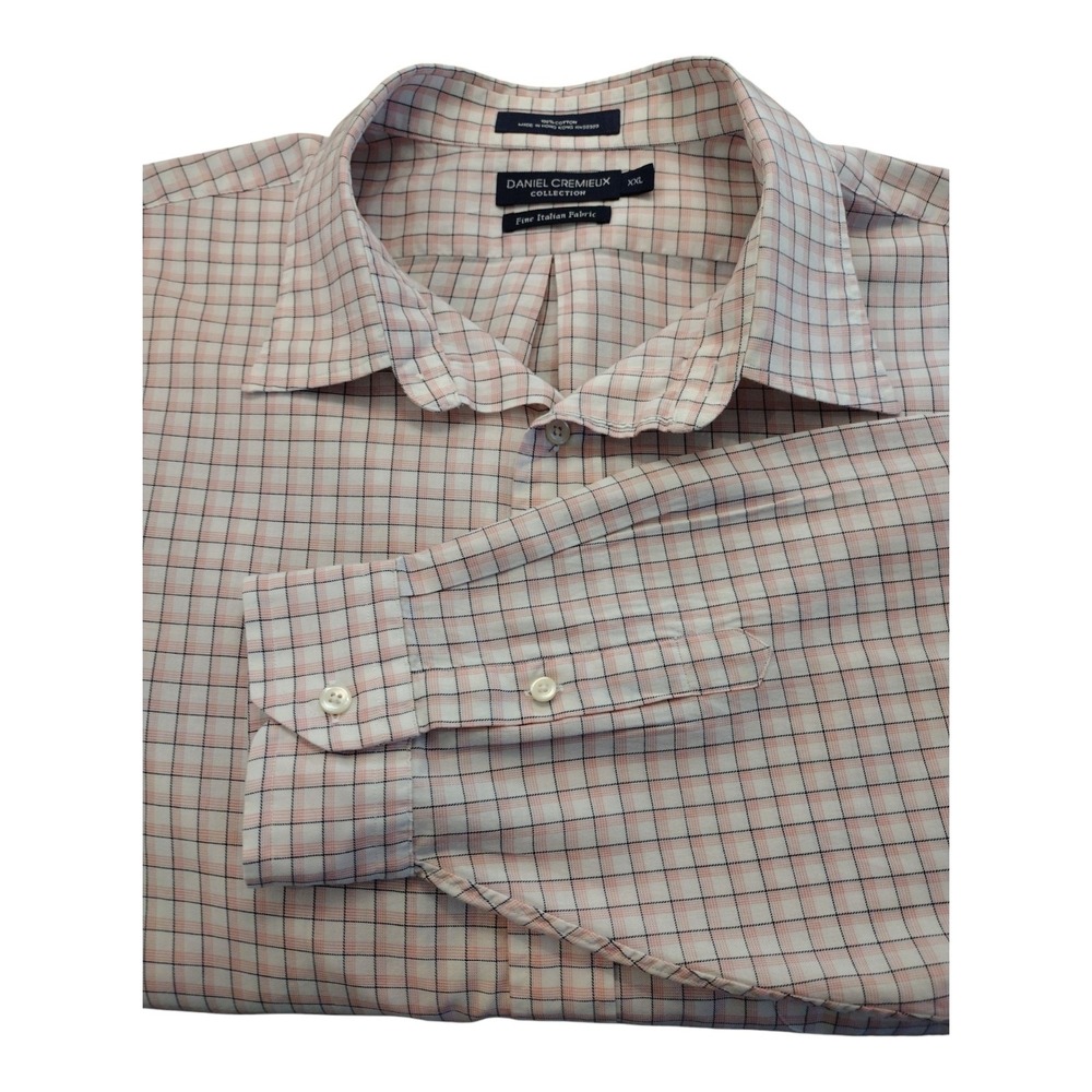 Men's Daniel Cremieux XXL 2X Pink With White Black Plaid Long Sleeve